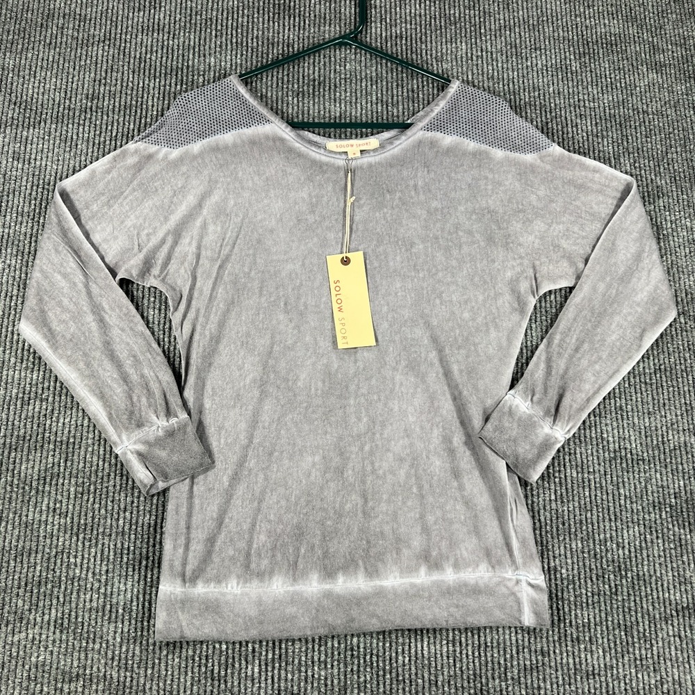 SOLOW Sport Shirt Womens Small Gray Long Dolman Sleeve Casual Comfort New